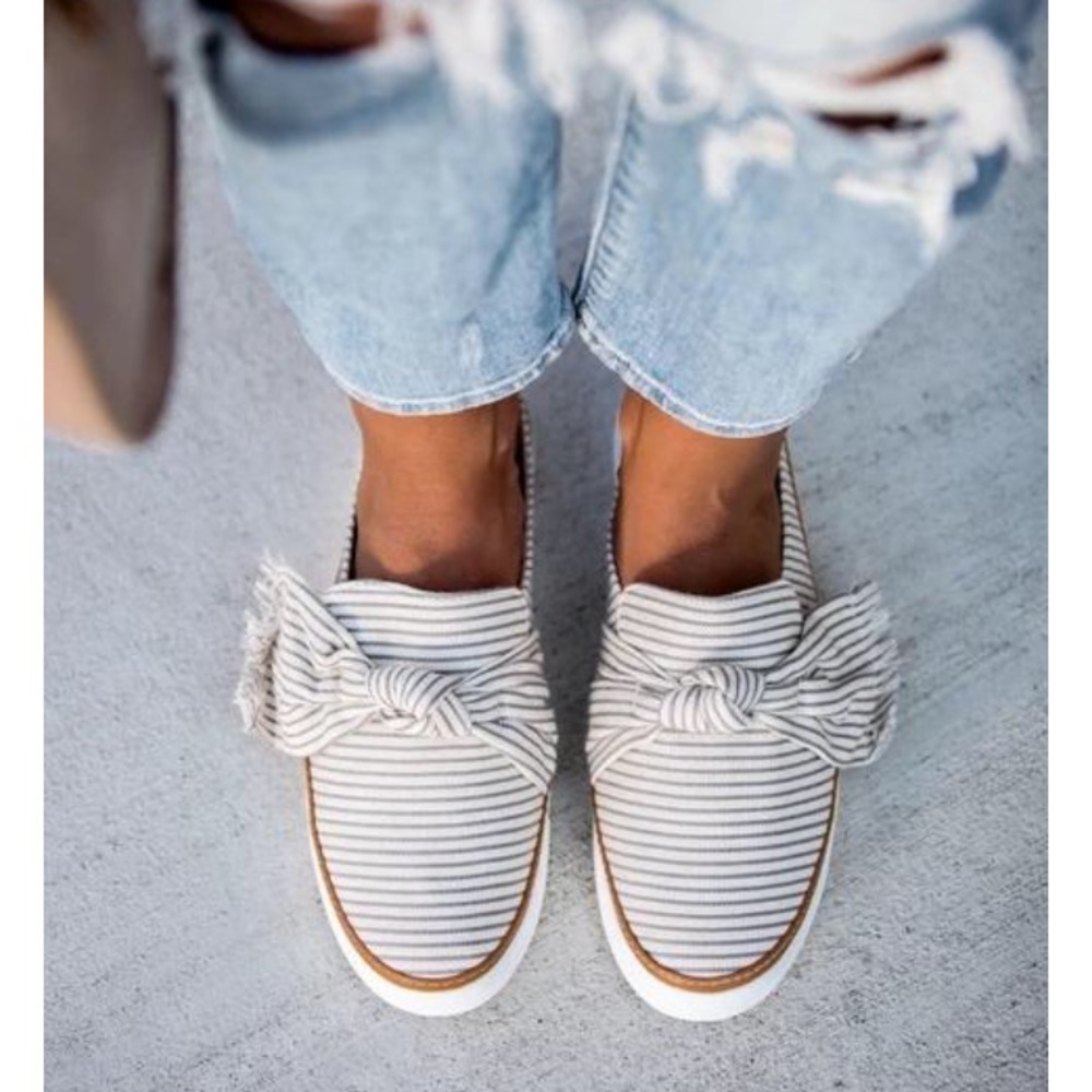 Bow tie slip on shoes